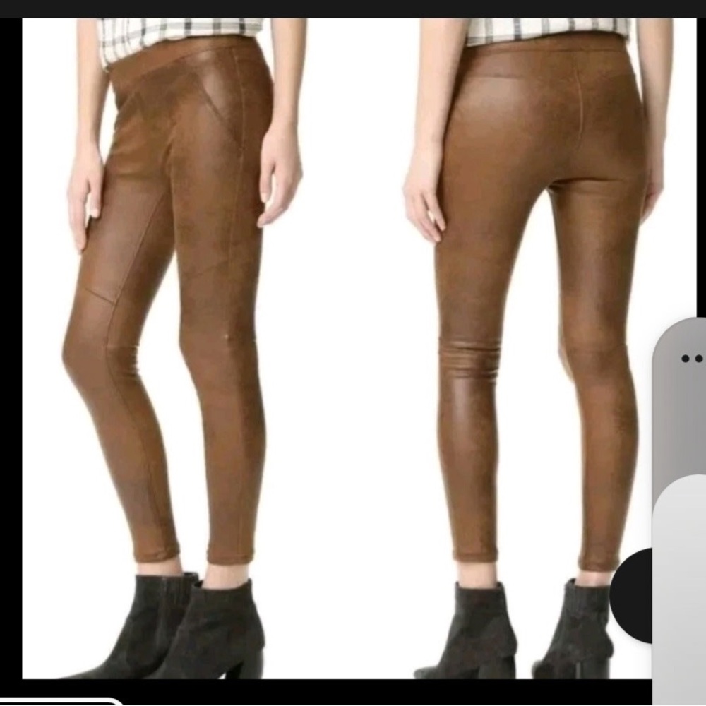 Free People Tan faux Leather Look Leggings